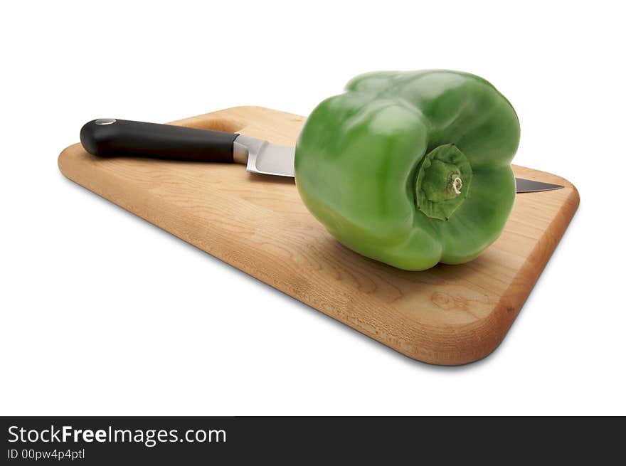 Green Bell Pepper and Knife