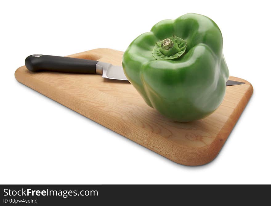 Green Bell Pepper and Knife