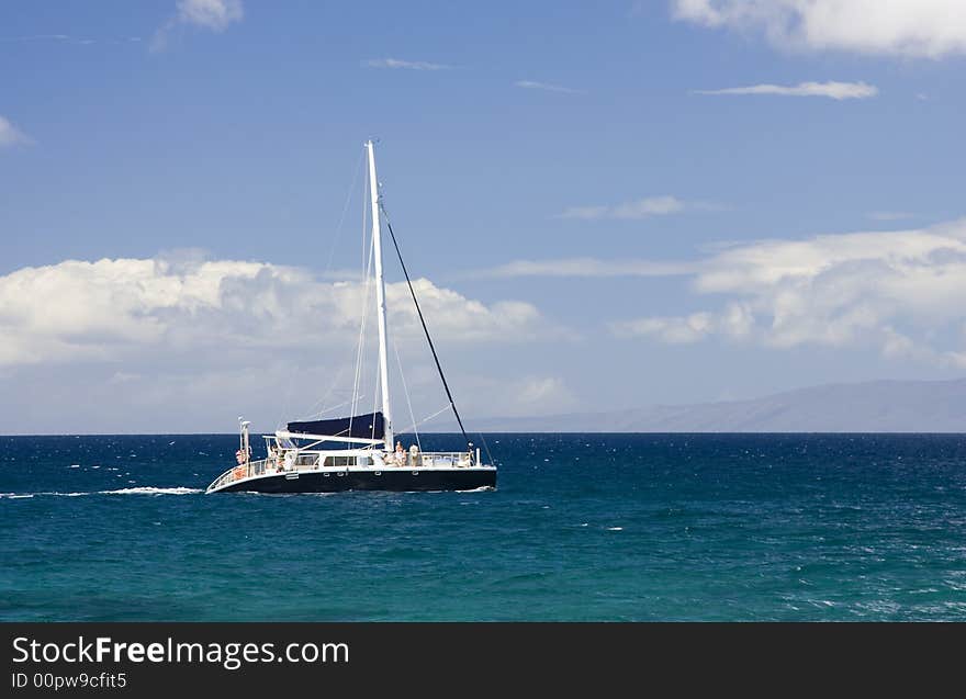 Motoring Catamaran