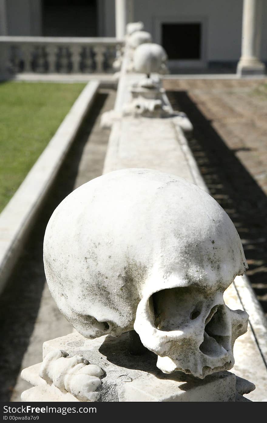 Balustrade with skulls in naples