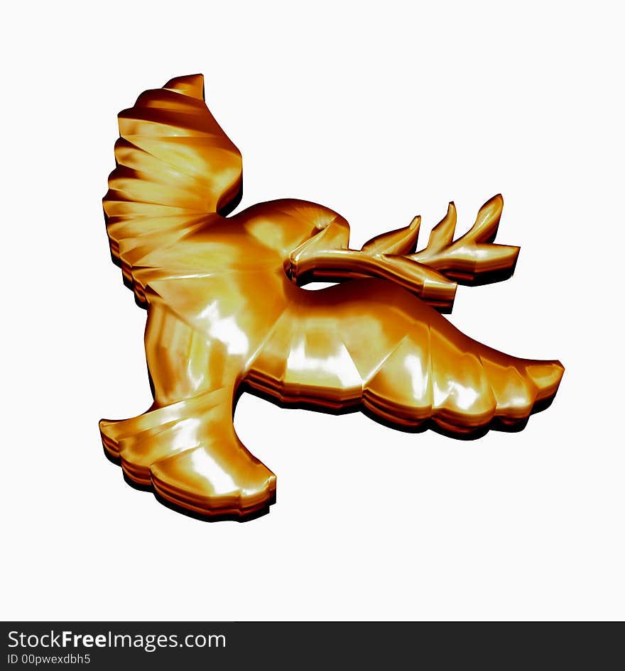 Golden dove in 3D symbol of peace