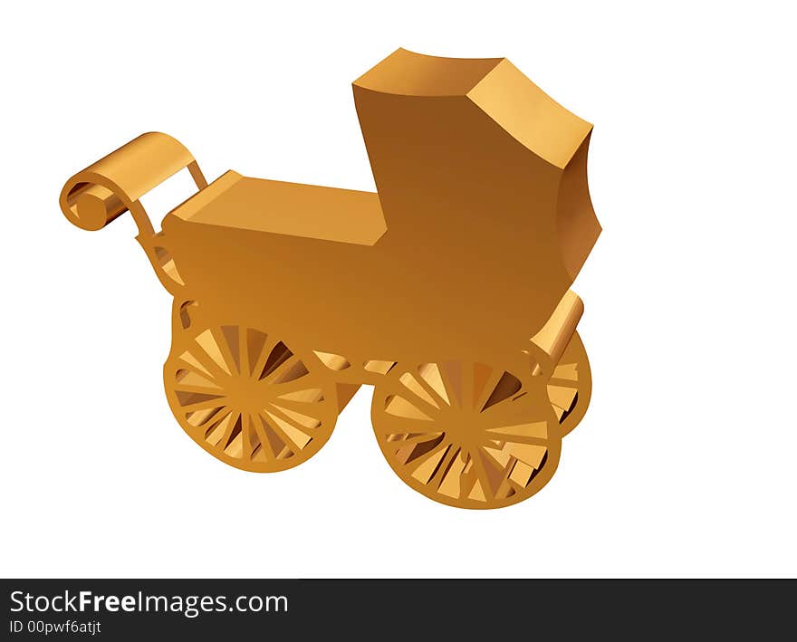 Golden baby buggy in 3D a Sign