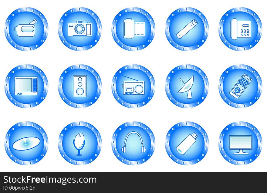 Illustration of multimedia buttons, blue