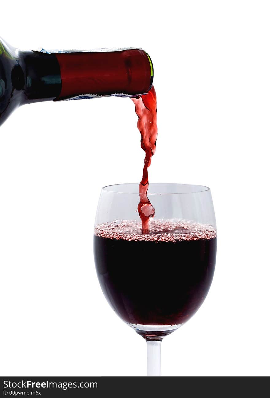 A glass of red wine isolated on white