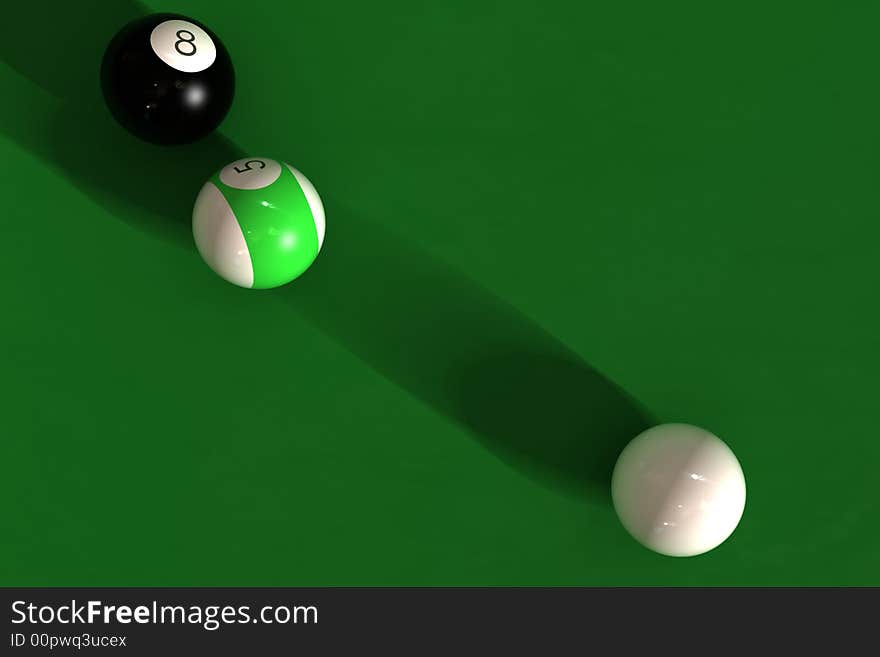 Billiard table with balls - photorealistic 3d render