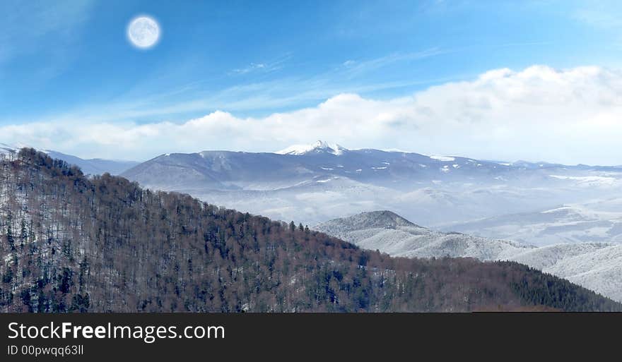 A picture of beautiful mountains in winter. A picture of beautiful mountains in winter