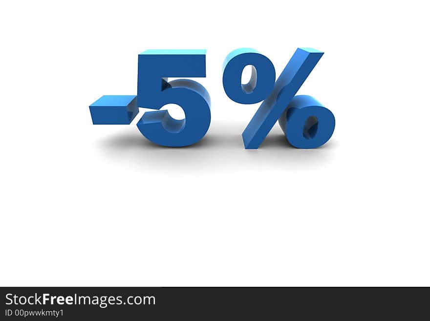 Isolated 5% - 3d illustration on white background