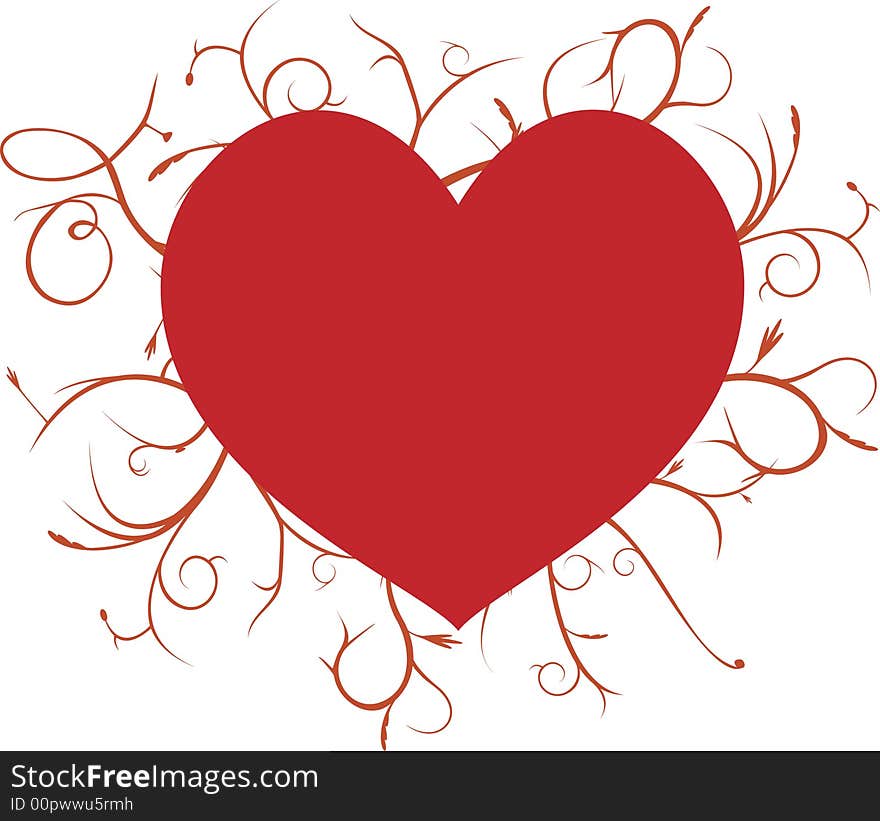 Valentine card illustration -  hearth with swirly elements. Valentine card illustration -  hearth with swirly elements