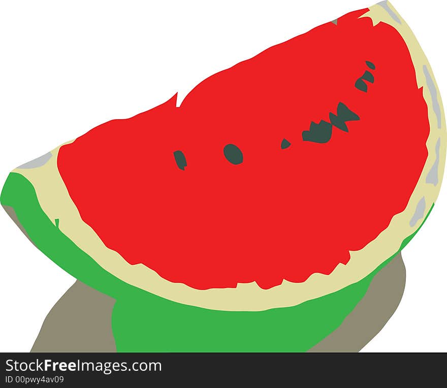 Watermelon Slice on White