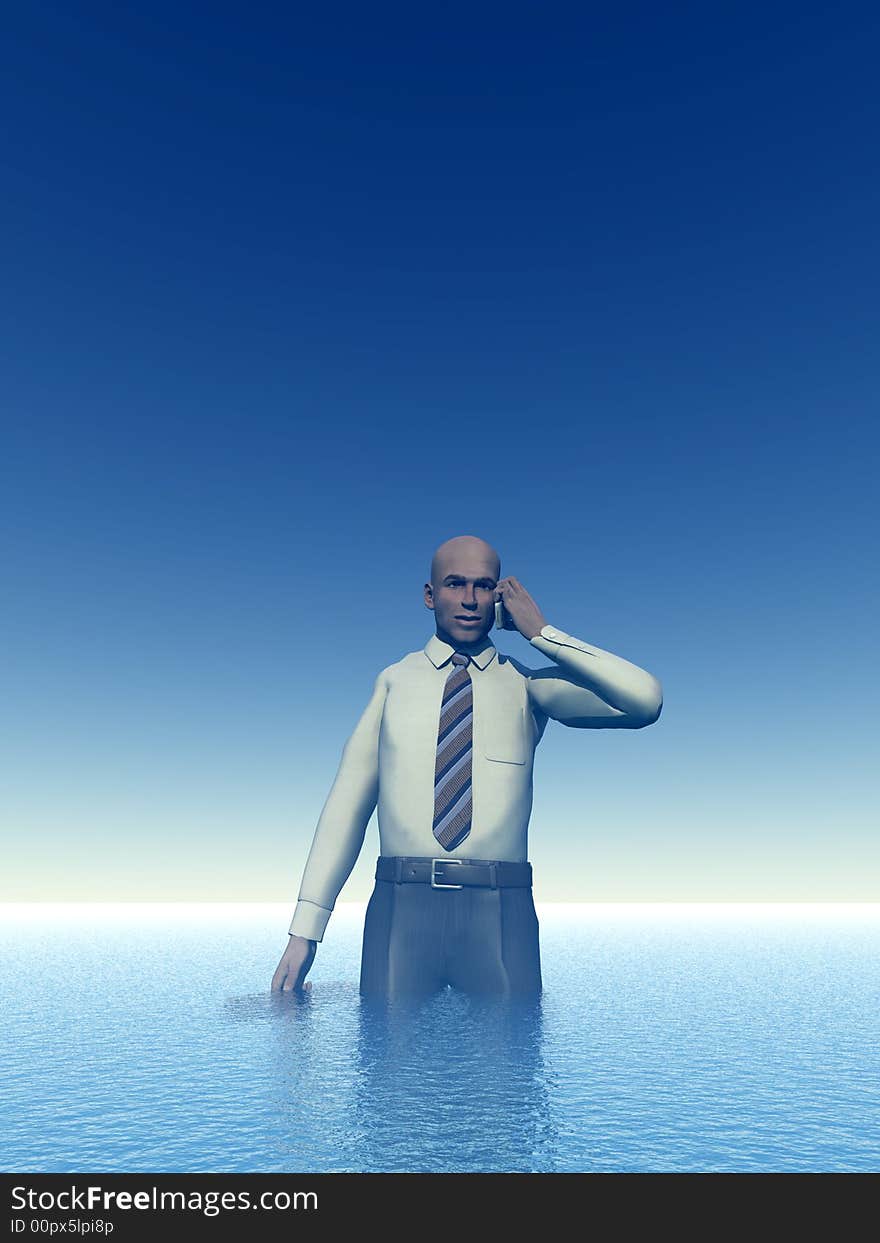 Business Man Standing In The Water 5