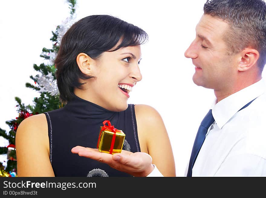 Portrait of young nice couple celebrating some occasion. Portrait of young nice couple celebrating some occasion