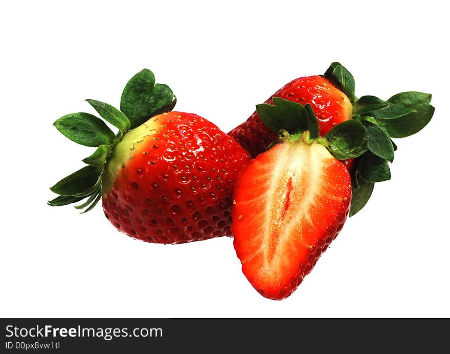 A bunch of ripe strawberries isolated on white. A bunch of ripe strawberries isolated on white