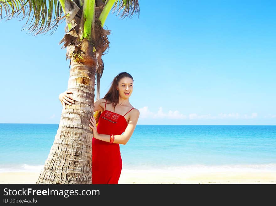 Portrait of a young red-hair  female in summer environment. Portrait of a young red-hair  female in summer environment