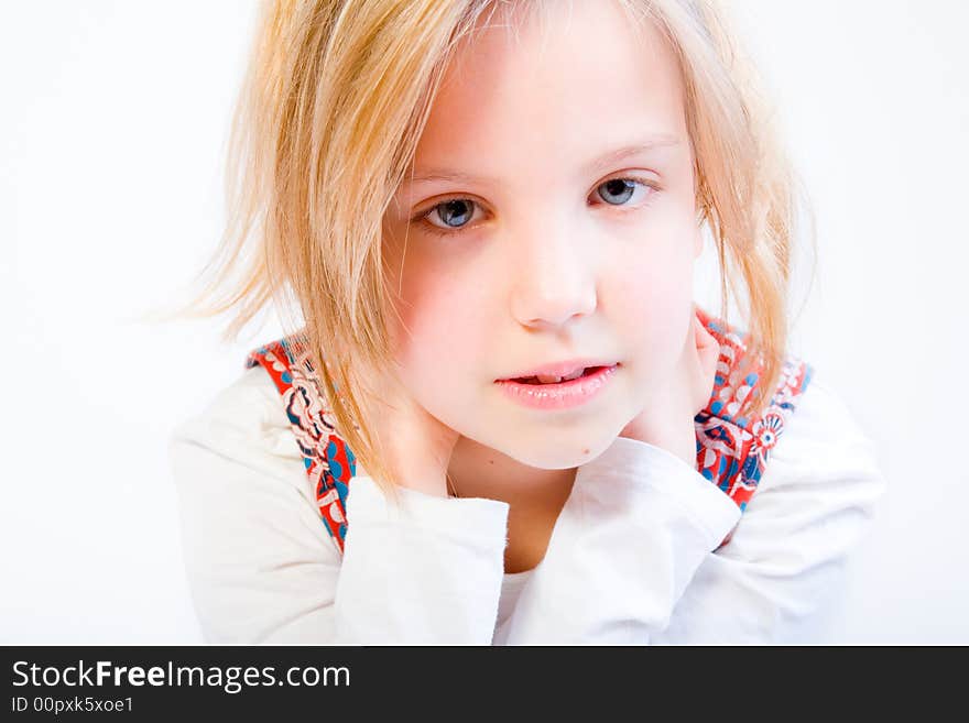 Studio portrait of a blond child