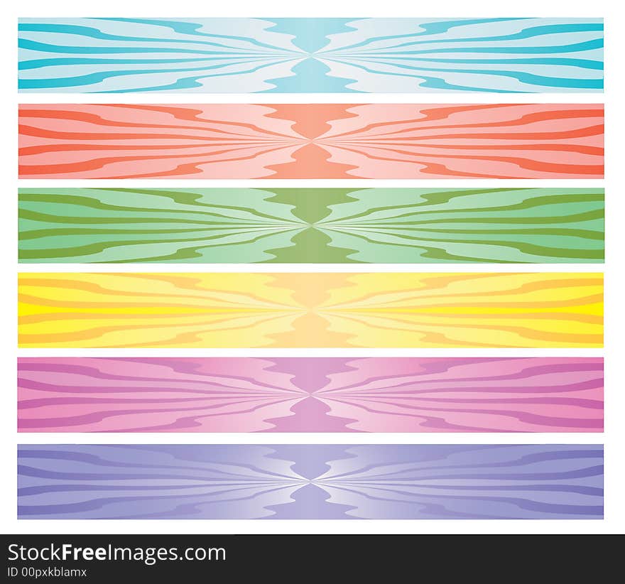 Five colorful banners vector illustration.