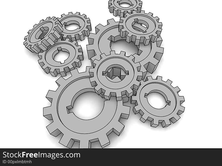 Isolated cogwheels - business network - illustration