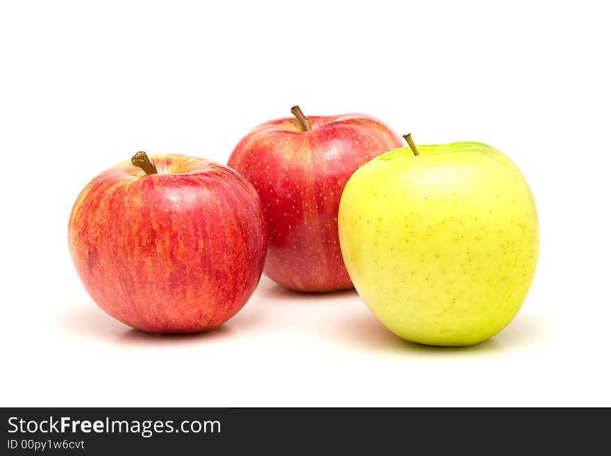 Red juicy apples isolated on white. Red juicy apples isolated on white