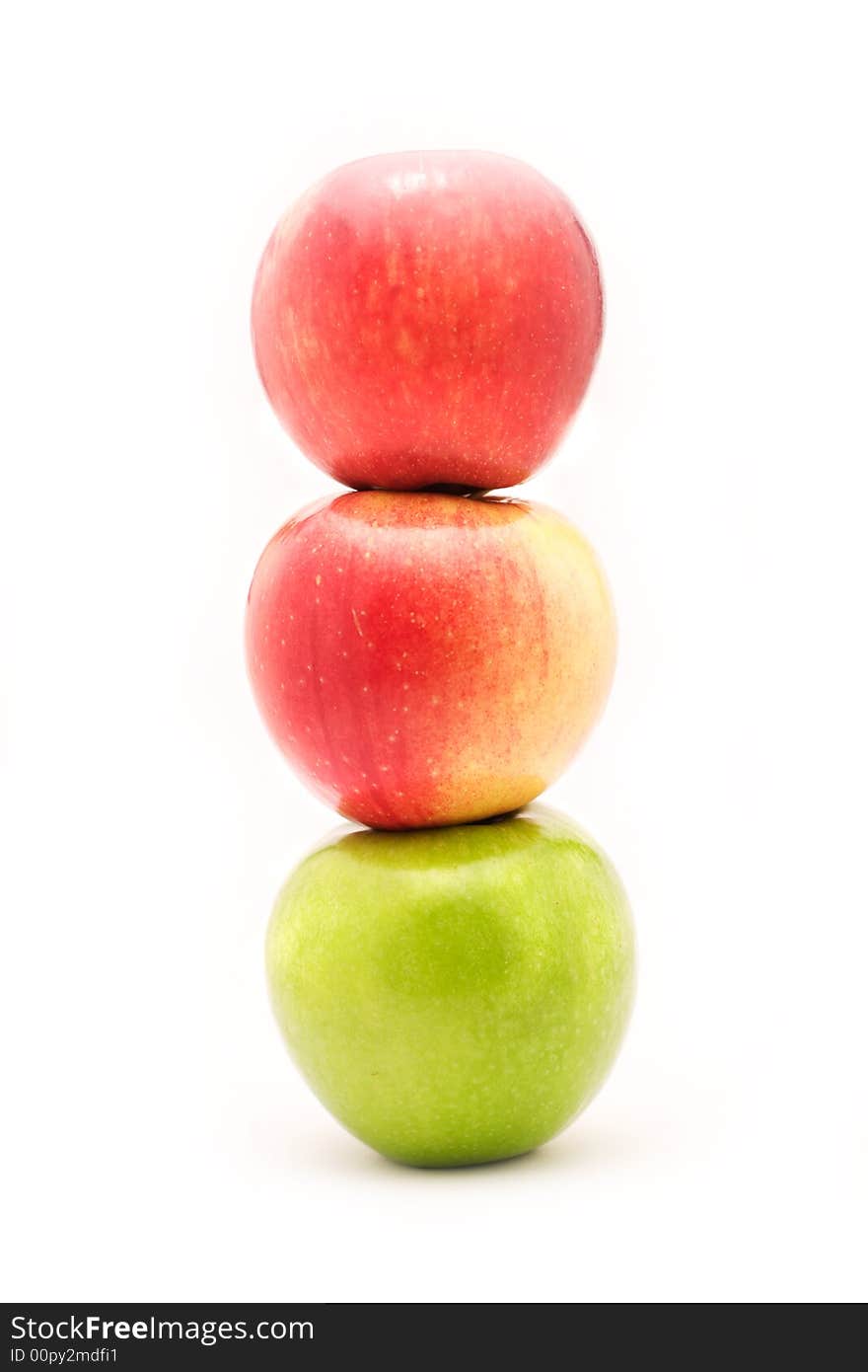 Three apples on white background