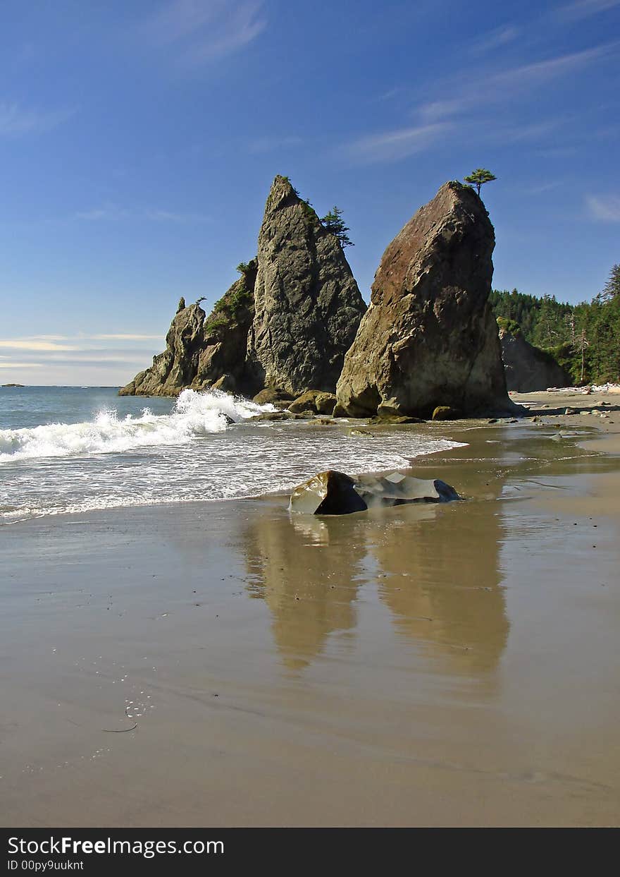 A view seen from Rialto Beach, Olympic National Park, Washington, USA. A view seen from Rialto Beach, Olympic National Park, Washington, USA