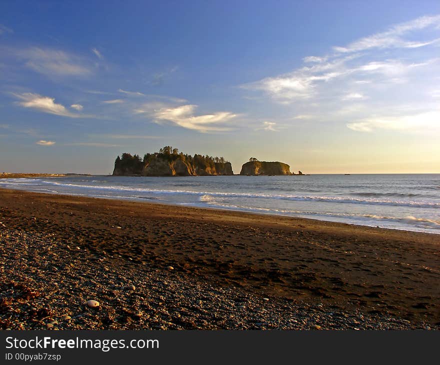 A view seen from Rialto Beach, Olympic National Park, Washington, USA. A view seen from Rialto Beach, Olympic National Park, Washington, USA