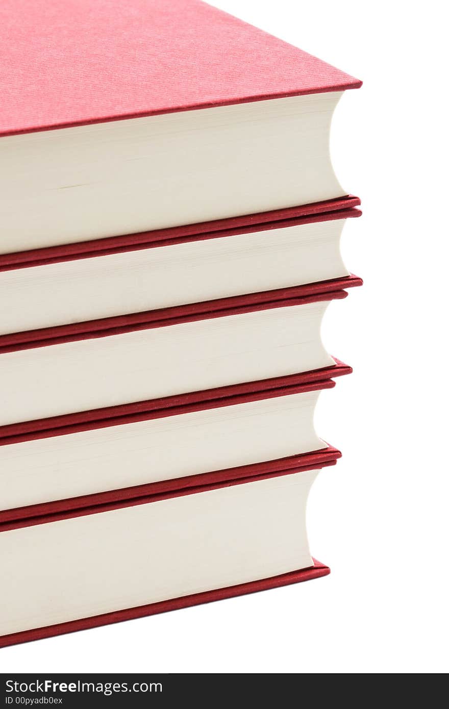 A stack o red books isolated on white background