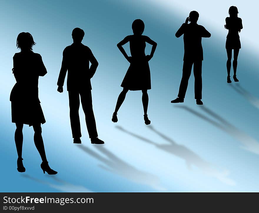 Business people silhouettes in different poses and attitudes. Business people silhouettes in different poses and attitudes