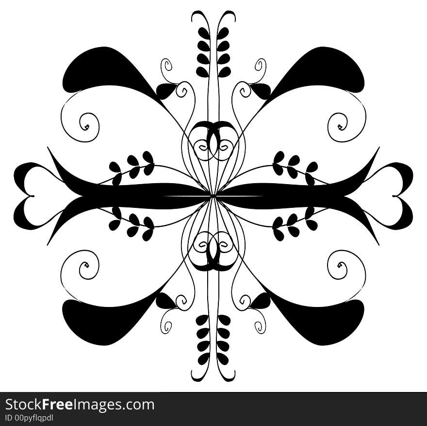 Black floral vector decorative element. Black floral vector decorative element