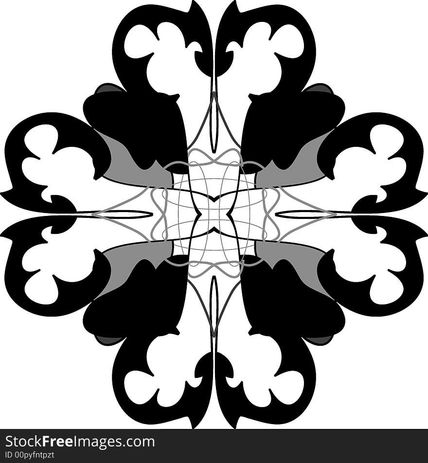 Black floral vector decorative element. Black floral vector decorative element