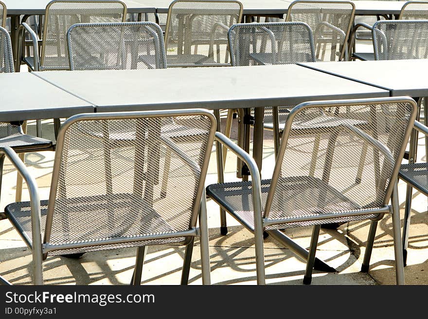 Many new chairs in the garden