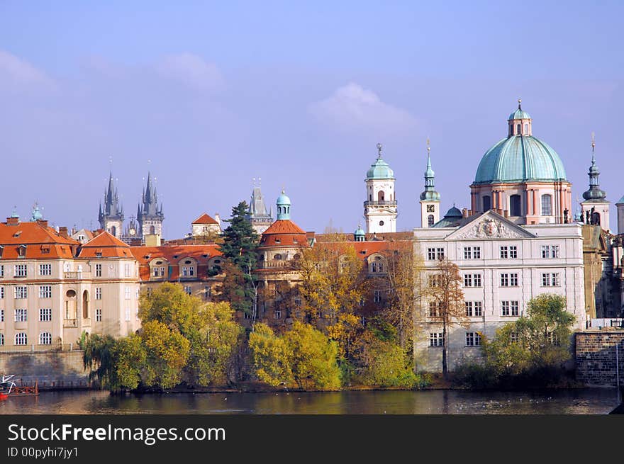 Czech Republic, Prague:  River city view. Czech Republic, Prague:  River city view