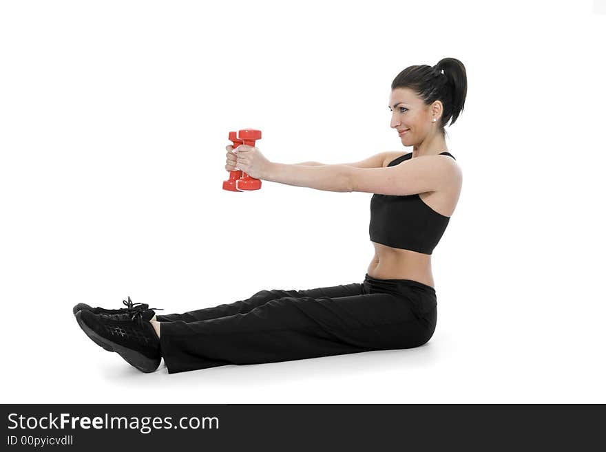 Beautiful Girl With Dumbbells