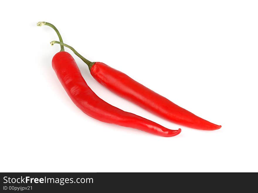 Red chili peppers isolated on white background