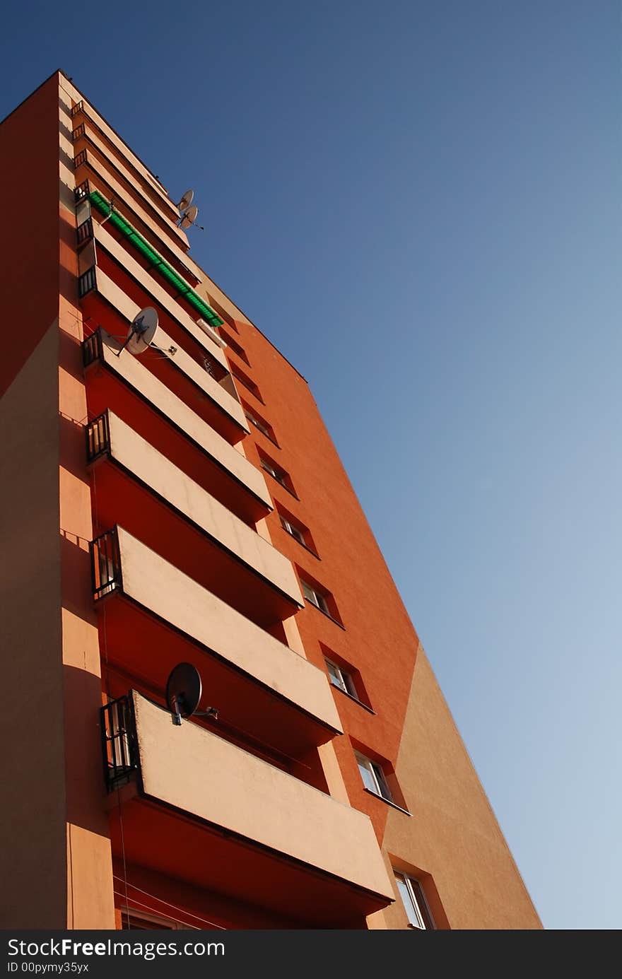 High building. windows and balcony