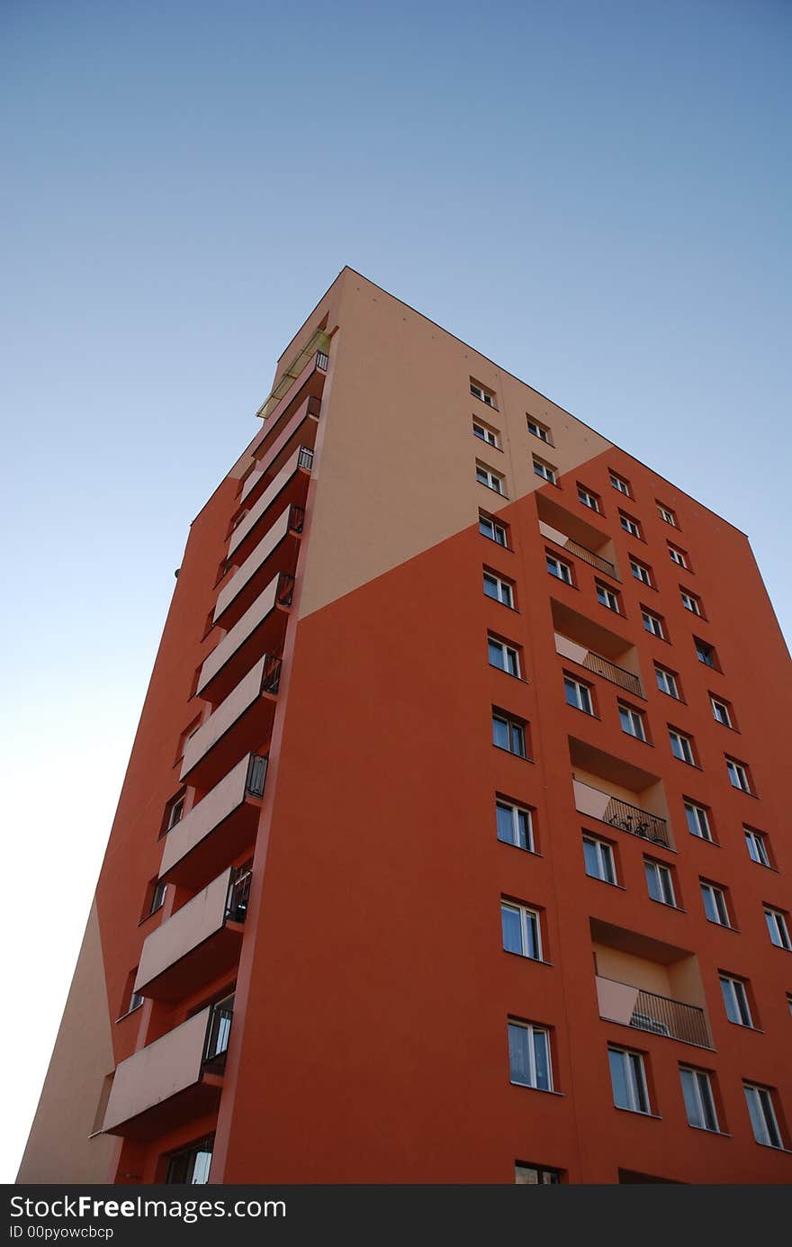 High building on the blue sky