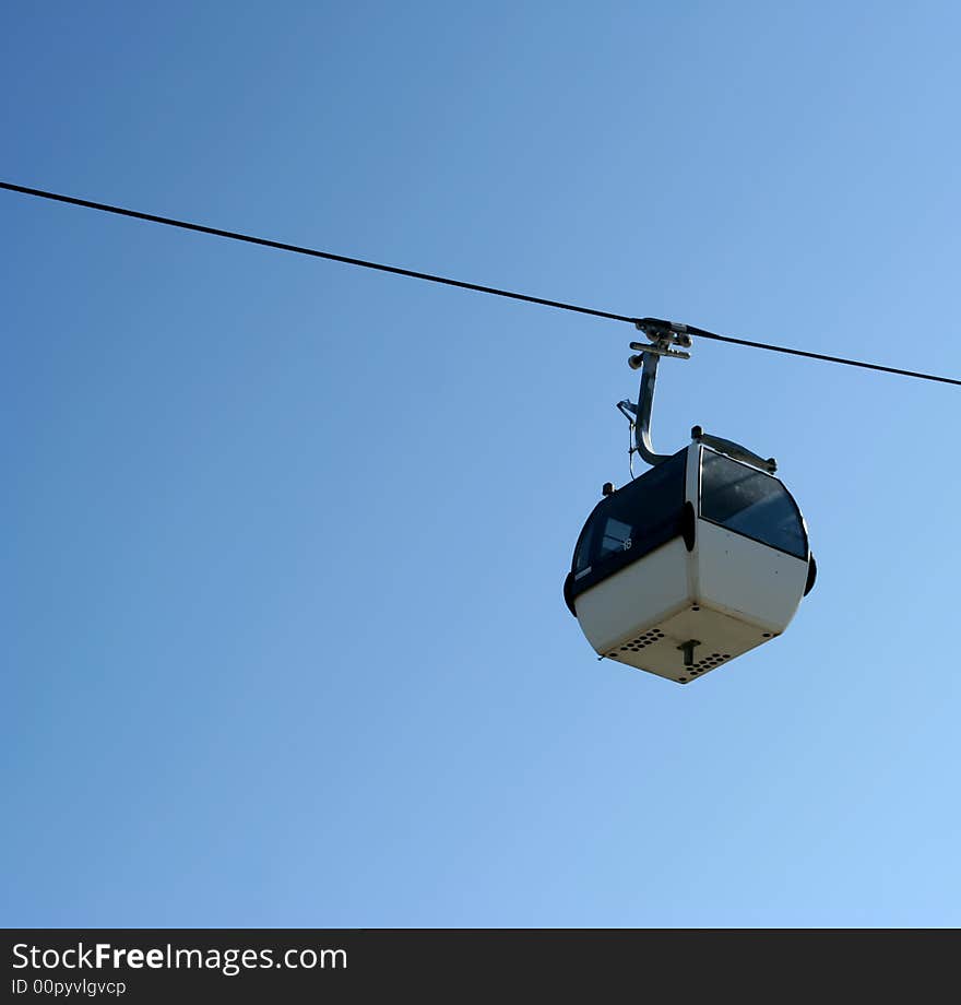 Cable-way near river Tagus, in Lisbon, Portugal