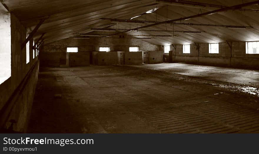 Old stall in sepia colors