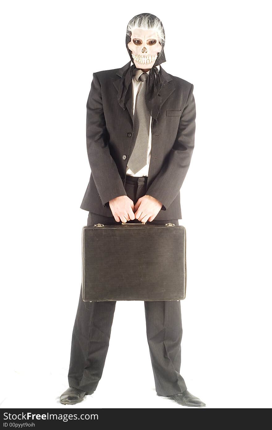 Businessman in the mask on the white background