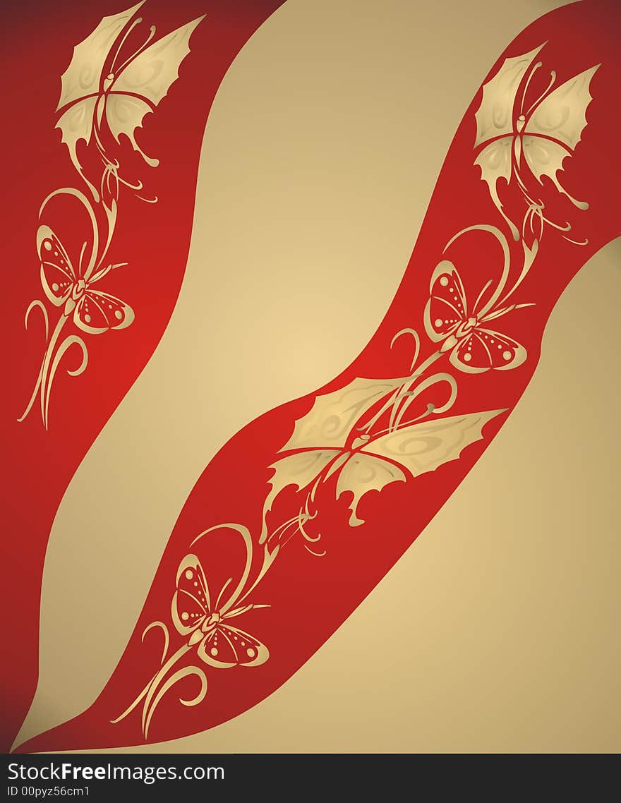 Abstract gold butterfly background -  illustration