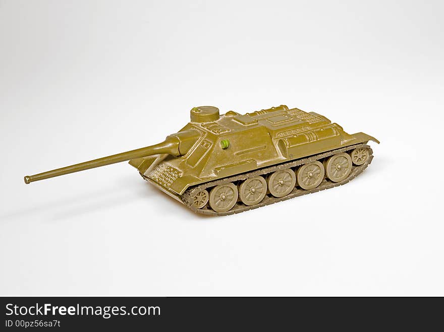 Small model of the Soviet tank on white background. Small model of the Soviet tank on white background.