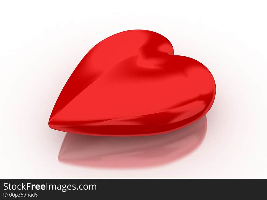 Red Heart Laying On White Background