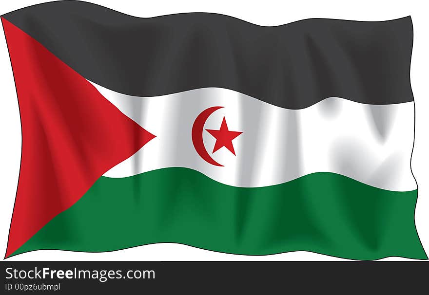 Waving flag of Western Sahara. Waving flag of Western Sahara