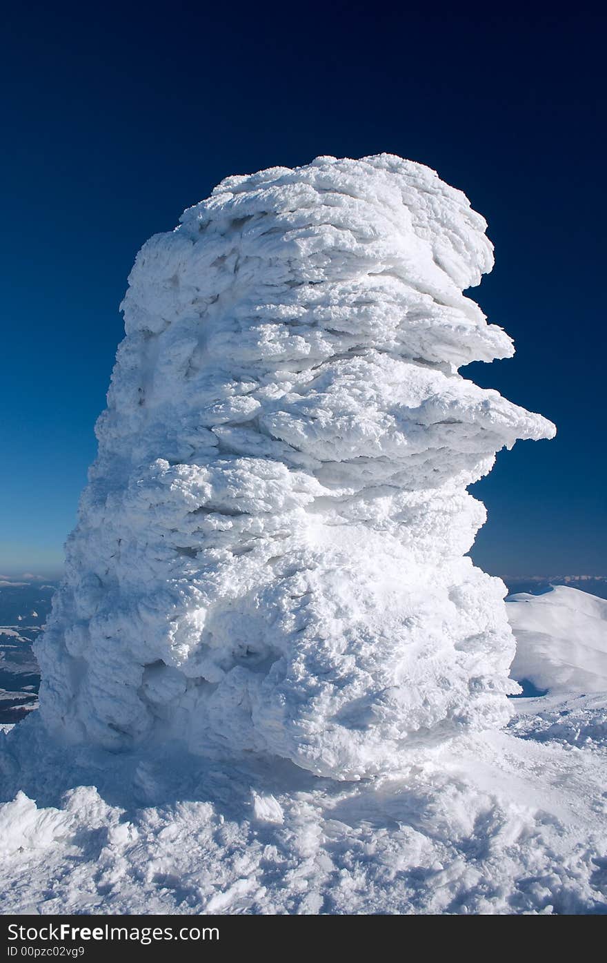 Snow formation at winter in Carpathian mountains