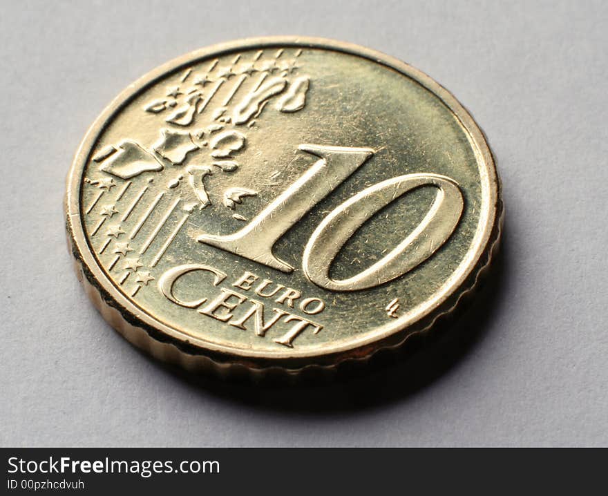 Macro photo of coin 10 euro cent. Macro photo of coin 10 euro cent.