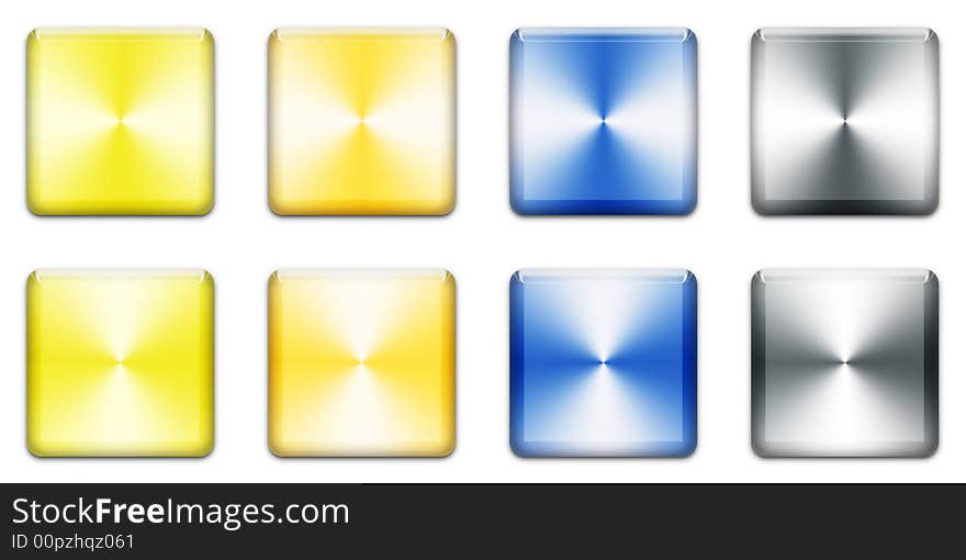 Colourful Square Buttons For Internet Web Pages, White Background. Colourful Square Buttons For Internet Web Pages, White Background