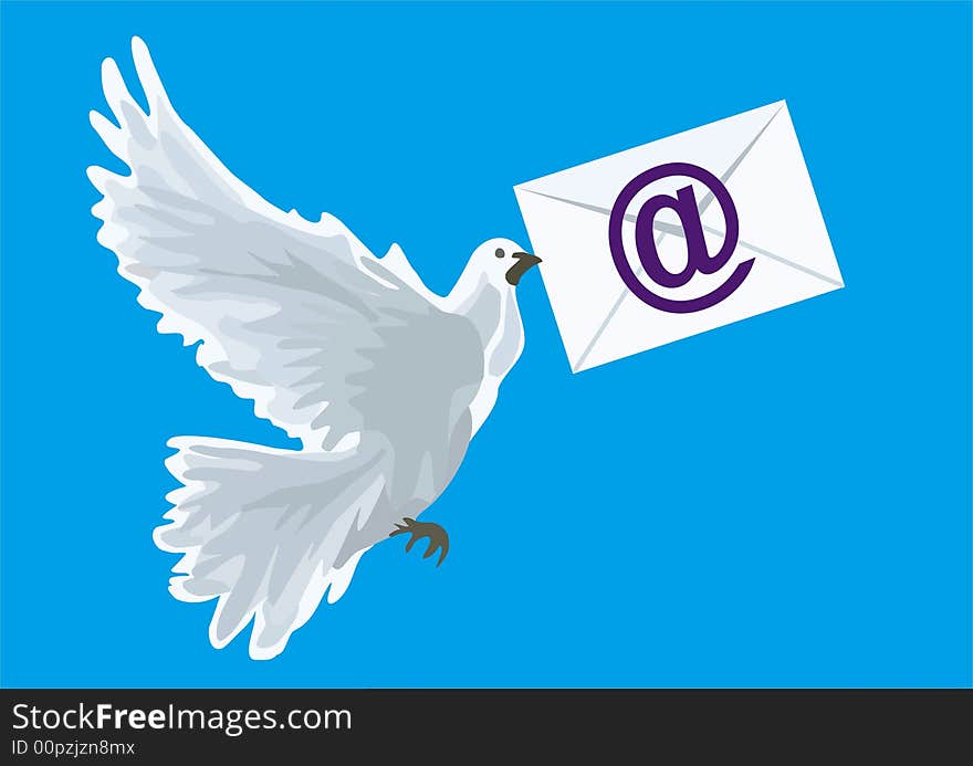 Illustration with a pigeon delivering an envelope. Illustration with a pigeon delivering an envelope