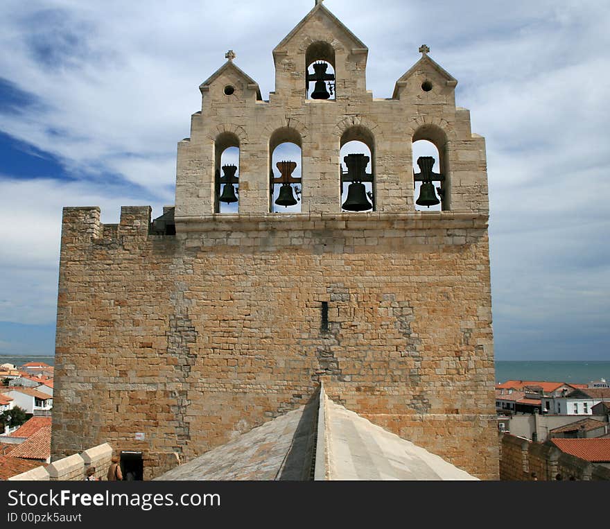 On the roof of a church in saintes maries de la mer in france