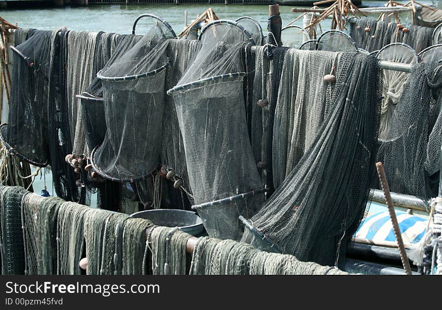 Fishnets in a fishing harbour