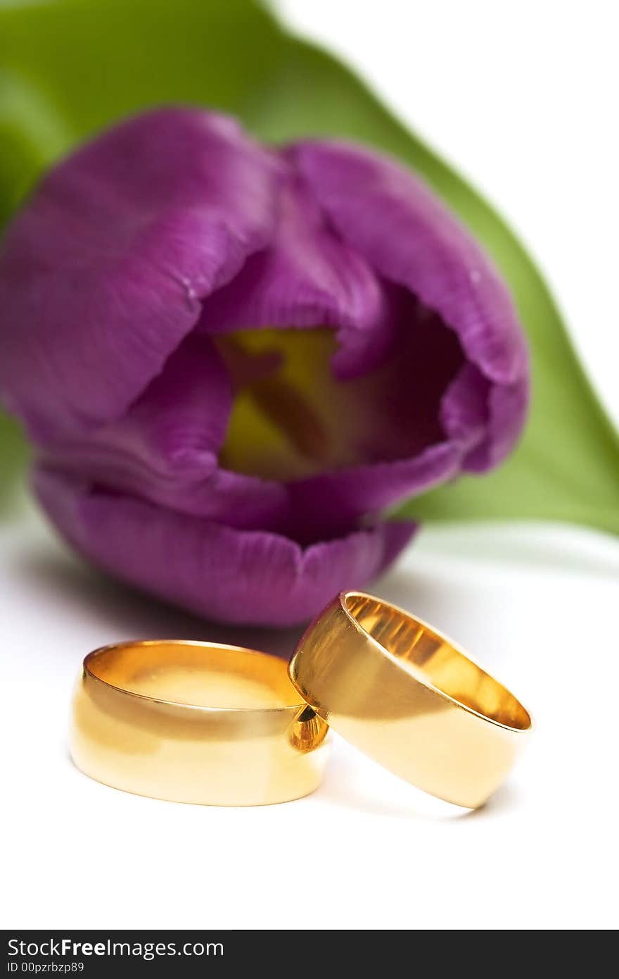 Golden rings with flower