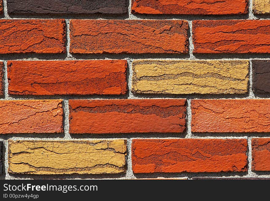 Brickwall colorfull background. Close up