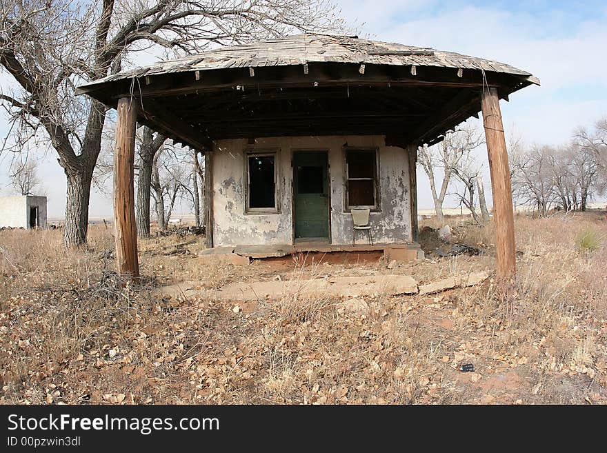 Wide angle shot of an Abandoned home found on route 66. Wide angle shot of an Abandoned home found on route 66